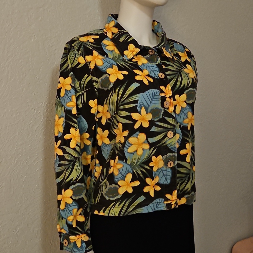JANE ASHLEY Tropical Floral Resort Button Down Shacket - Picture 4 of 8